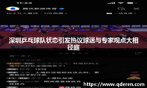 深圳乒乓球队状态引发热议球迷与专家观点大相径庭